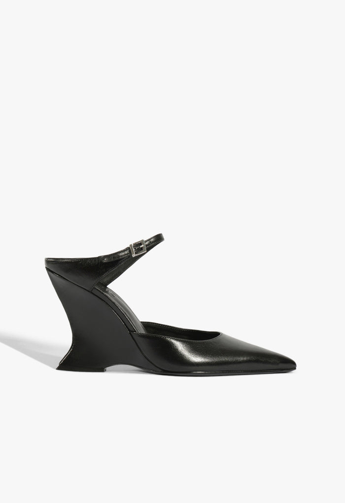 Siena Buckle Mule Leather Pump 5 Black Leather - Schutz Shoes
