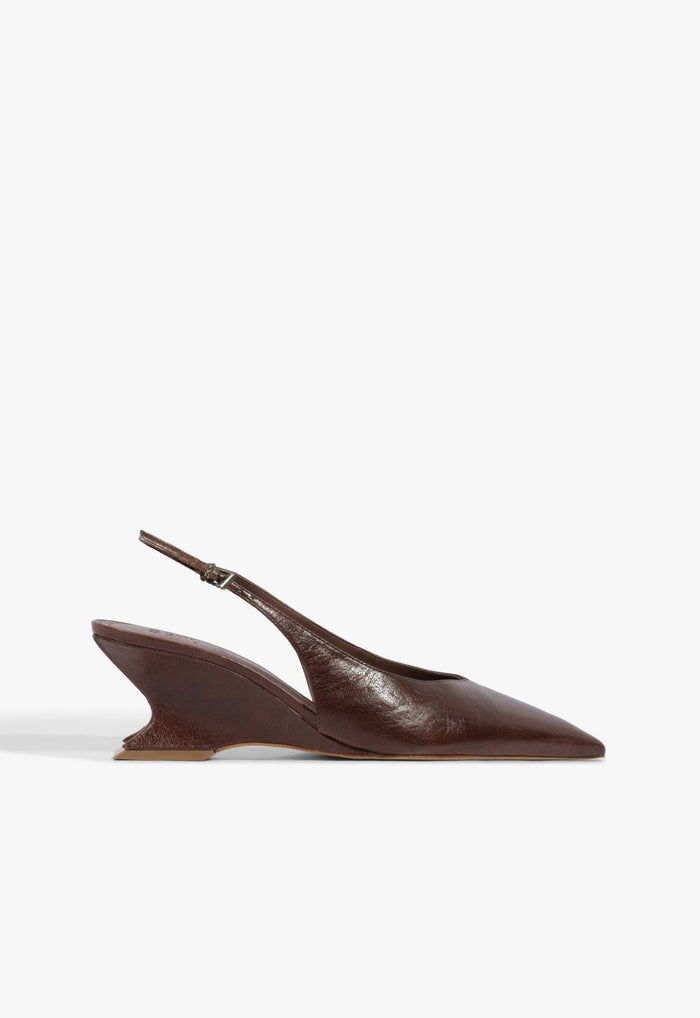 Siena Mid Buckle Leather Pump 5 Brown Leather - Schutz Shoes
