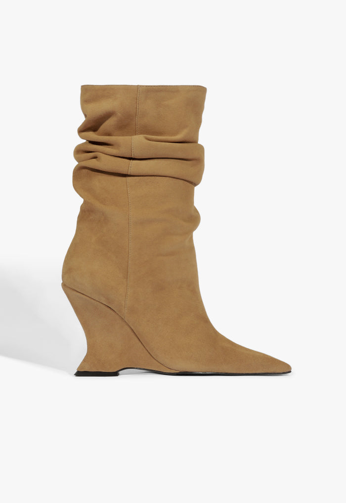 Siena Slouch Suede Bootie 5 Wood Suede - Schutz Shoes