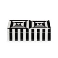 op art lacquer box small black white with wellington console - styled view