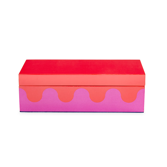 ripple lacquer box small red pink - front view