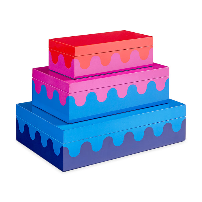 ripple lacquer box collection stacked - angle view