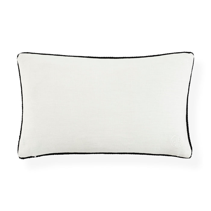 snake embroidered pillow black and white - back view