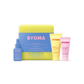 BYOMA So Hydrated Set, featuring a pastel yellow and blue packaging box along with three skincare products.