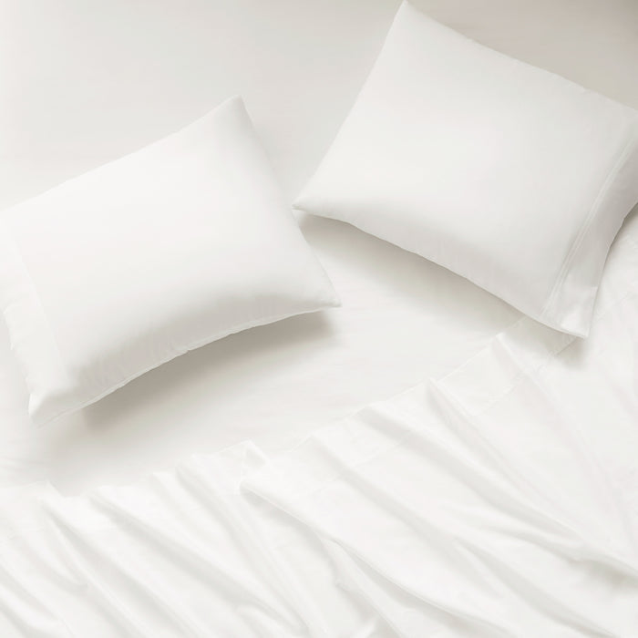 sateen sheet set white - styled view