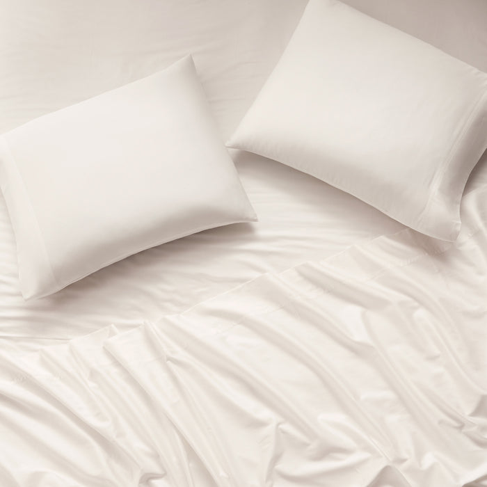 sateen sheet set ivory - styled view