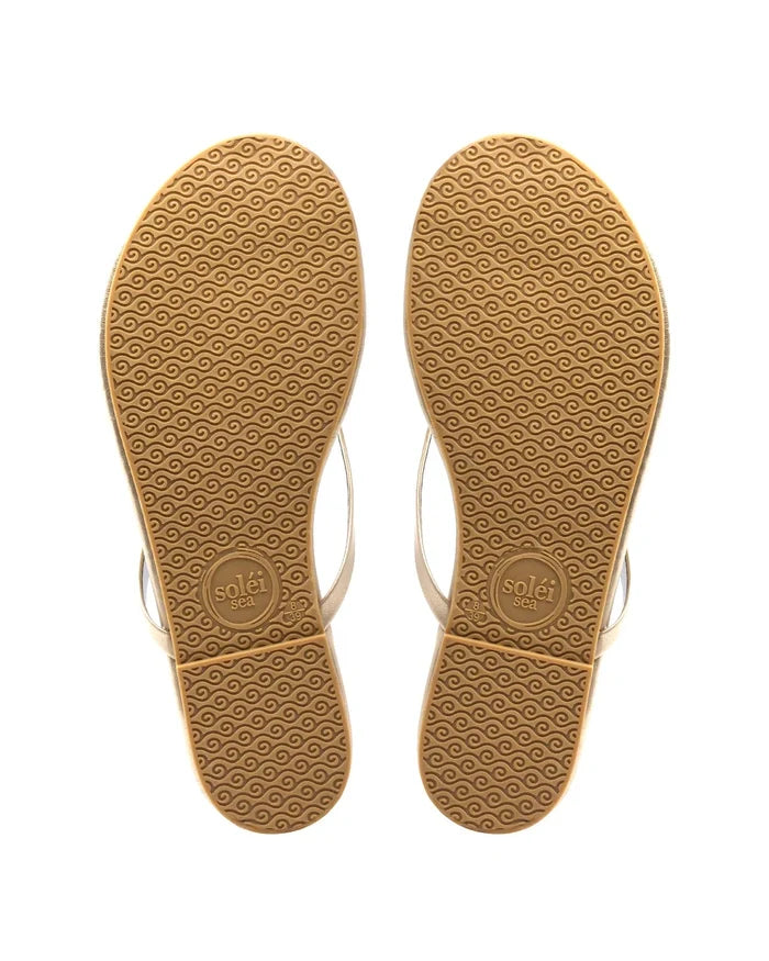 Pair of sandal soles with a textured pattern on a white background