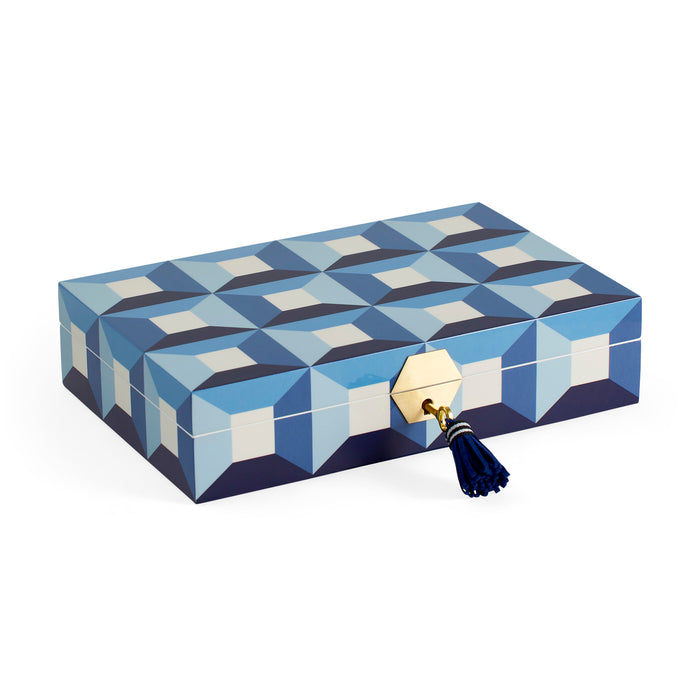 sorrento lacquer jewelry box blue open - front view