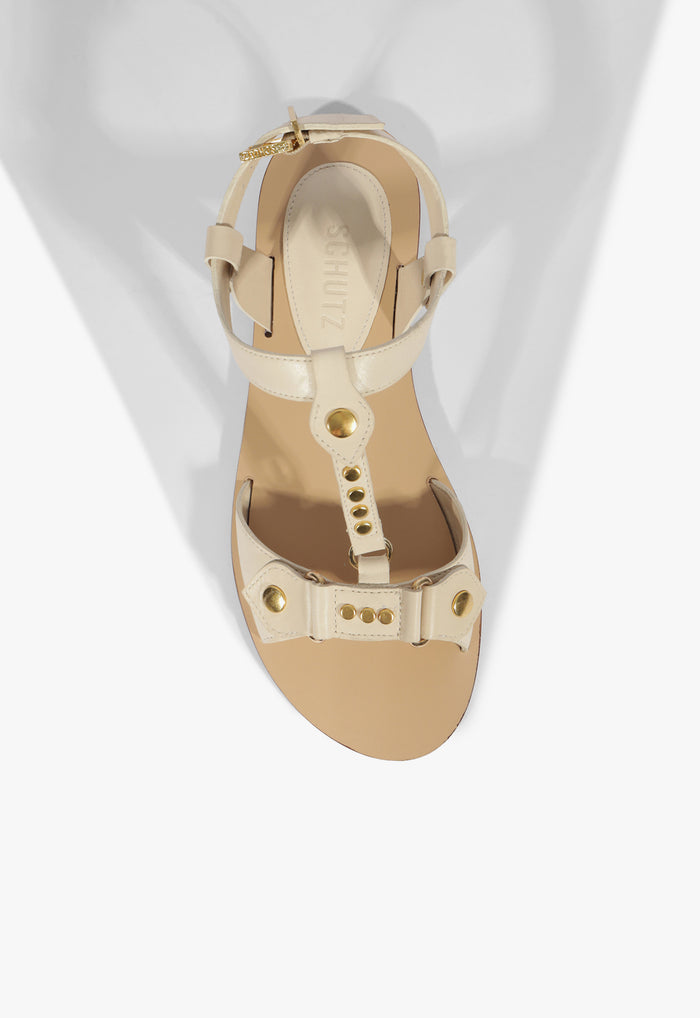 Stevie White Leather Flat Sandal - Schutz Shoes