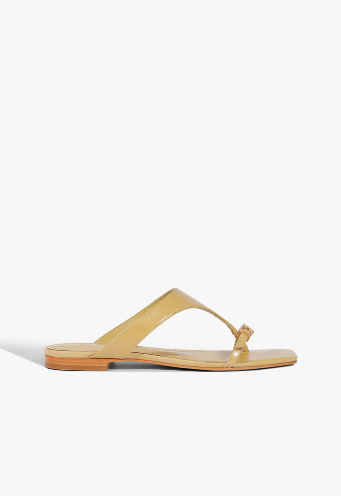 Tana Leather Sandal 5 Ecru Olive Leather - Schutz Shoes