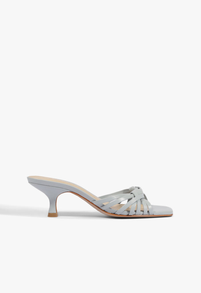 Tara Mule Mid Leather Sandal 5 Light Azure Leather - Schutz Shoes