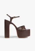 Tara Platform Leather Sandal 5 Chestnut Brown Leather - Schutz Shoes