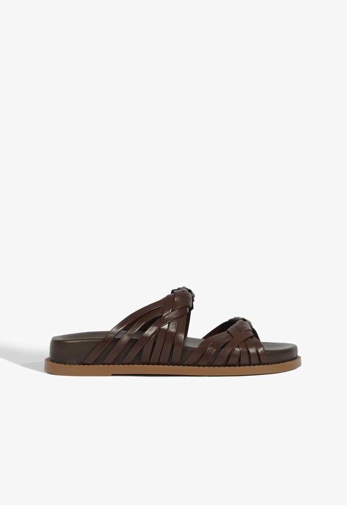Tara Sporty Leather Sandal 5 Chestnut Brown Leather - Schutz Shoes