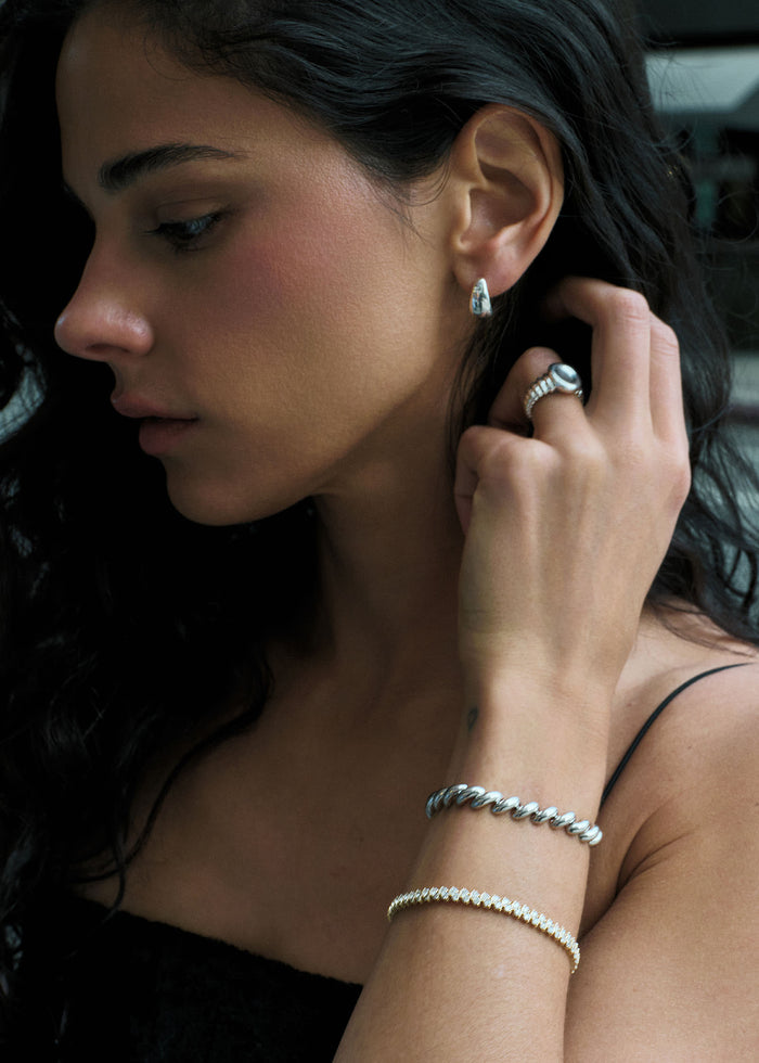 Teardrop Hoop Earrings Silver