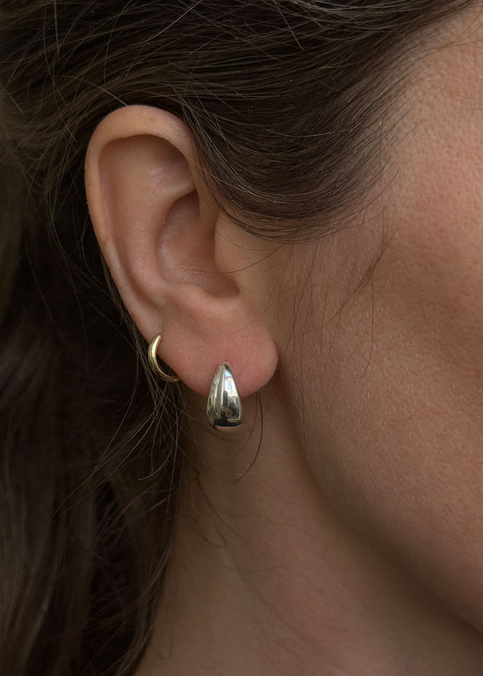 Teardrop Hoop Earrings Silver