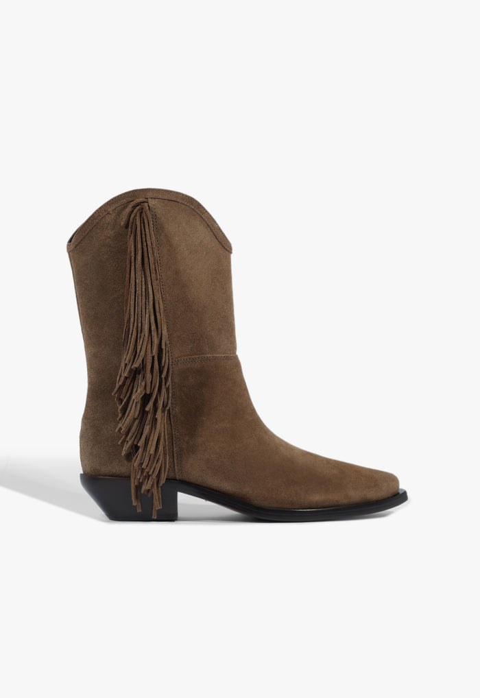 Tess West Suede Bootie 5 Pecan Brown Suede - Schutz Shoes