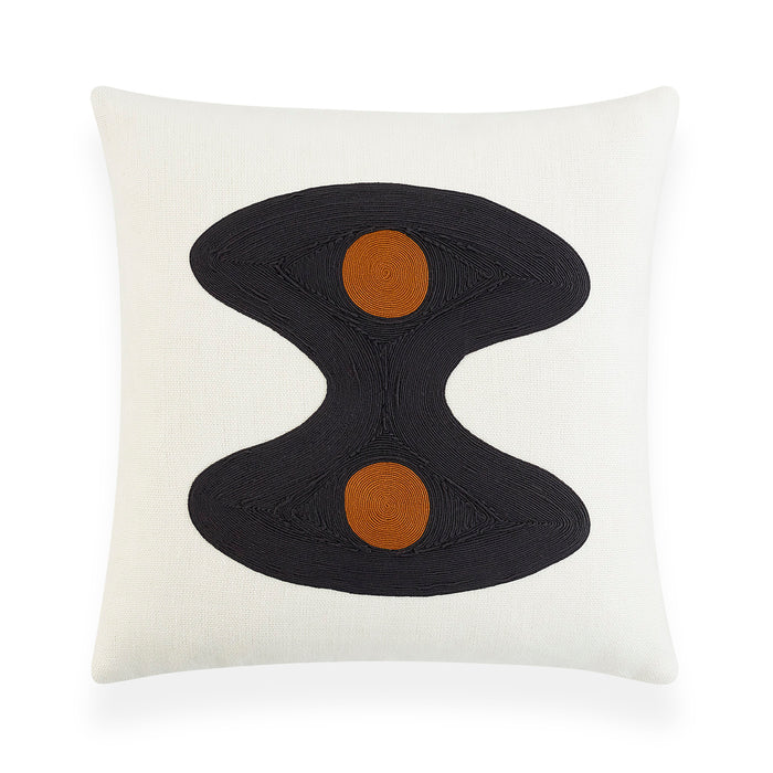 toklas square pillow black and white linen - front view