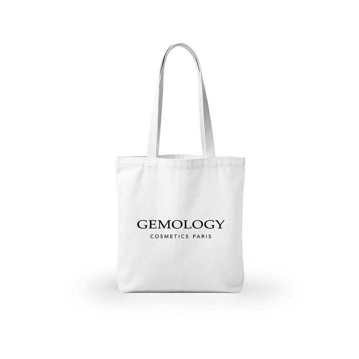 Tote Bag Gemology Cosmetics Paris – cabas blanc en coton et polyester, 39 x 39 cm, anses longues
