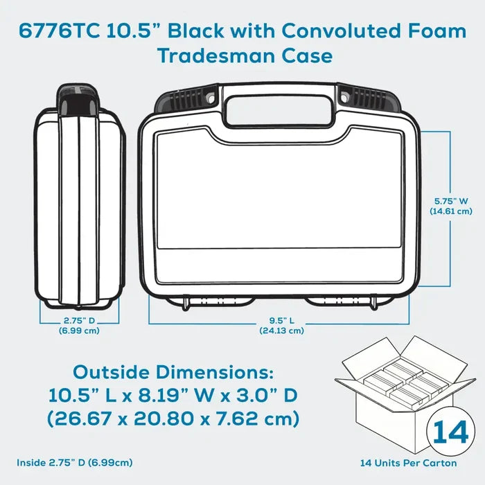 Tradesman™ 10.5 Inch Black Case 6776TC with Foam Interior - 50/50 Lid to Base Split