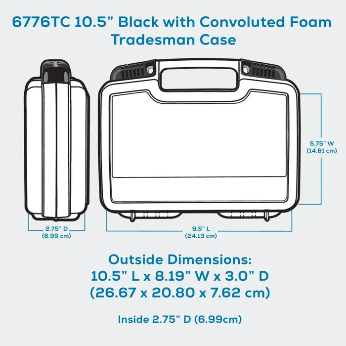 Tradesman™ 10.5 Inch Black Case 6776TC with Foam Interior - 50/50 Lid to Base Split