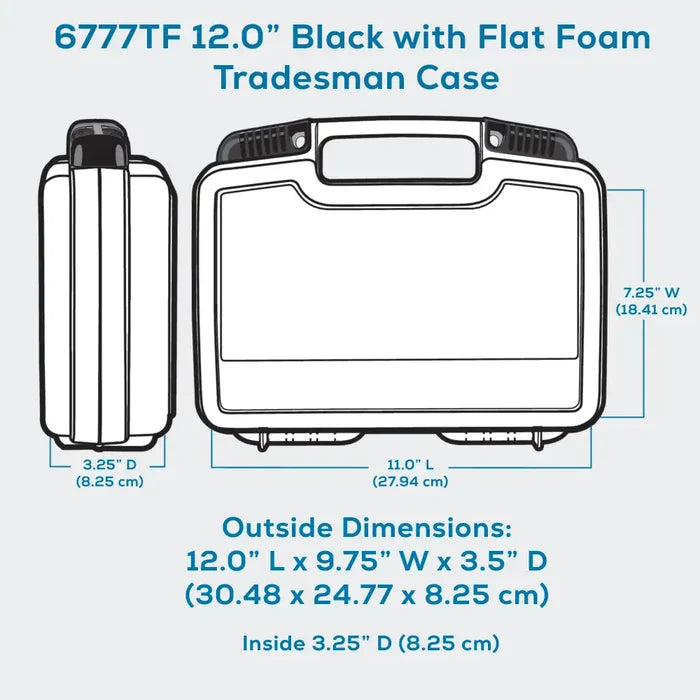 Tradesman™ 12 Inch Black Case 6777TF with Foam Interior - 25/75 Lid to Base Split