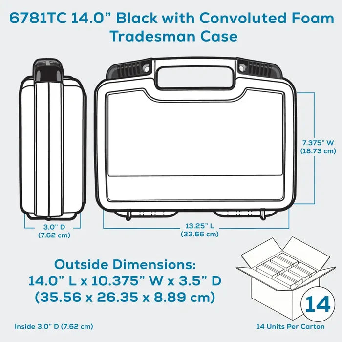 Tradesman™ 14 Inch Black Case 6781TC with Foam Interior - 50/50 Lid to Base Split
