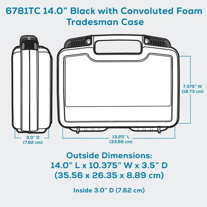Tradesman™ 14 Inch Black Case 6781TC with Foam Interior - 50/50 Lid to Base Split