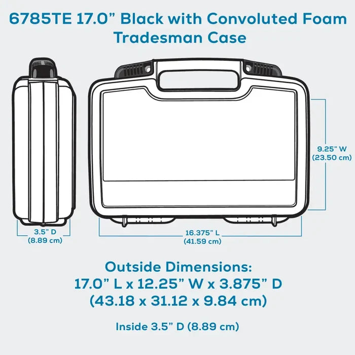 Tradesman™ 17 Inch Black Case 6785TE with Foam Interior - 50/50 Lid to Base Split