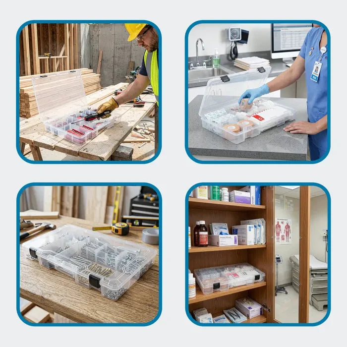 Tuff Tainer® Series 6753TE (T5003) Translucent 3 Compartment Box with Dividers