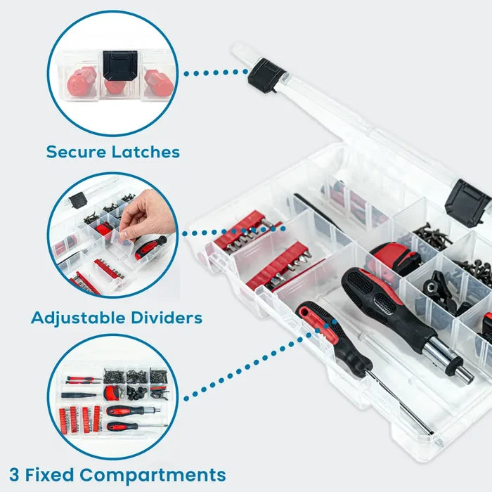 Tuff Tainer® Series 6753TE (T5003) Translucent 3 Compartment Box with Dividers