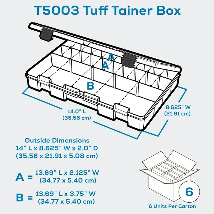 Tuff Tainer® Series 6753TE (T5003) Translucent 3 Compartment Box with Dividers