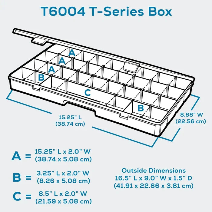 Tuff Tainer® Series 6760TE (T6004) Translucent 6 Compartment Box with Dividers