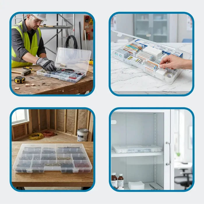 Tuff Tainer® Series 6760TE (T6004) Translucent 6 Compartment Box with Dividers