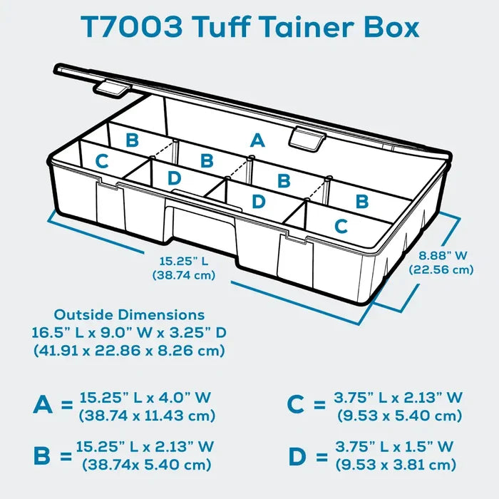 Tuff Tainer® Series 6773TE (T7003) Translucent 6 Compartment Box with Dividers