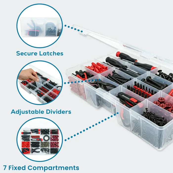 Tuff Tainer® Series 6774TE (T7004) Translucent 7 Compartment Box with Dividers