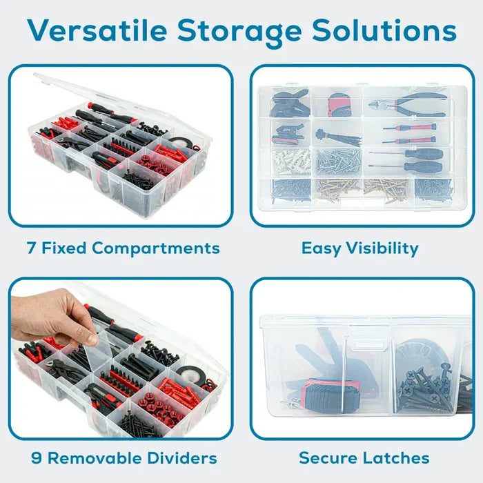 Tuff Tainer® Series 6774TE (T7004) Translucent 7 Compartment Box with Dividers