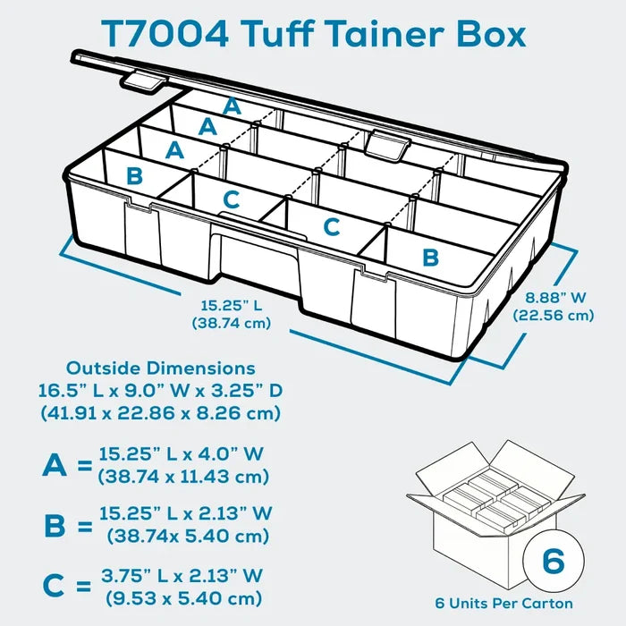 Tuff Tainer® Series 6774TE (T7004) Translucent 7 Compartment Box with Dividers