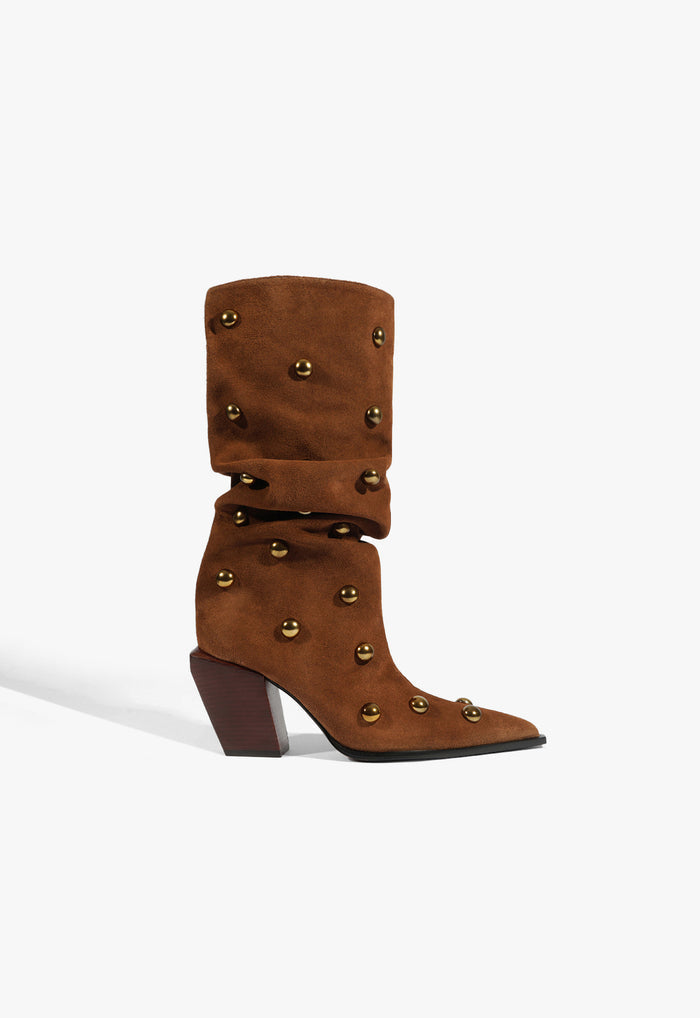 Tulsa Studs Suede Boot 5 Pecan Brown Suede - Schutz Shoes