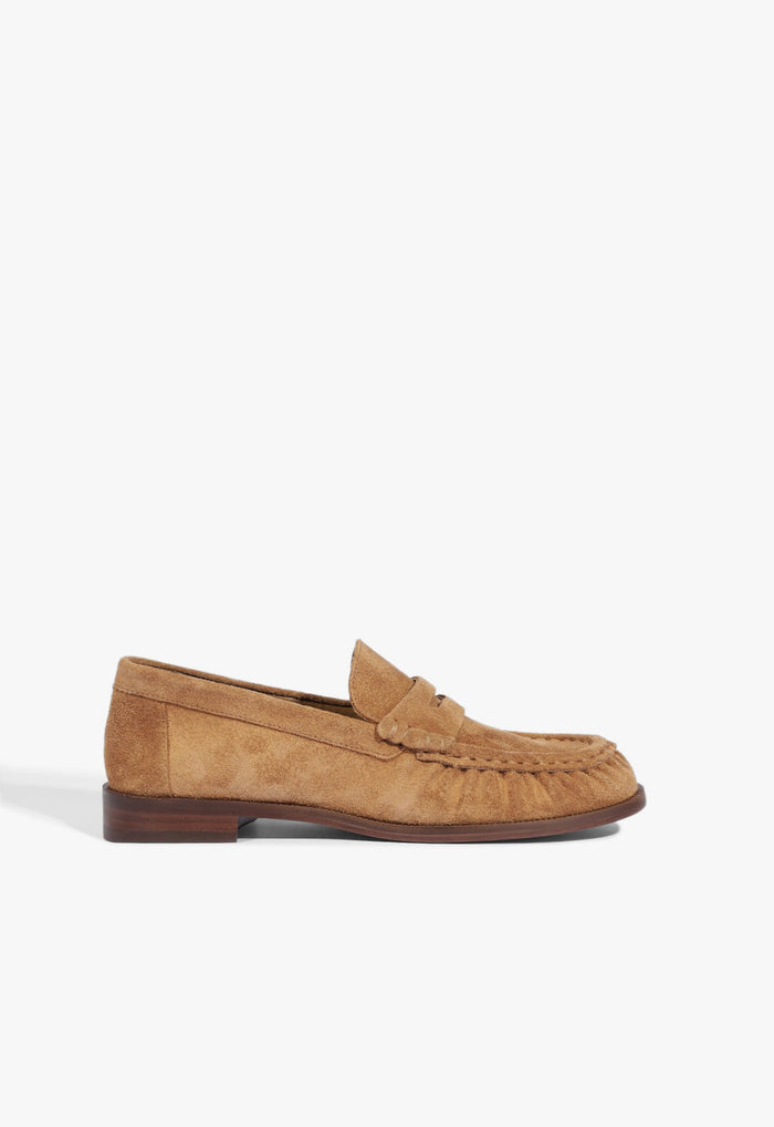 Tyche Suede Flat 5 Almond Wood Suede - Schutz Shoes