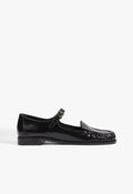 Tyla Buckle Leather Mary Jane Flat 5 Black Leather - Schutz Shoes