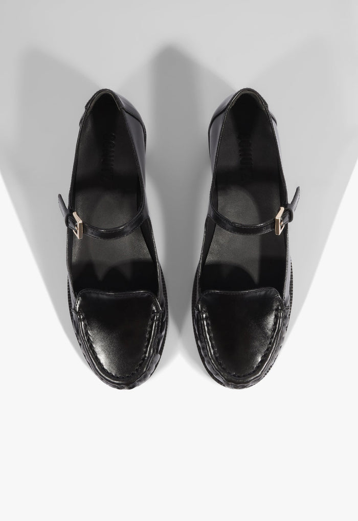 Tyla Buckle Leather Mary Jane Flat - Schutz Shoes