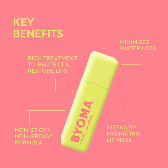 Green lip mask with text on a pink background