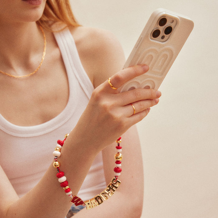 University of Wisconsin Beaded Bandana Phone Charm - University of Wisconsin