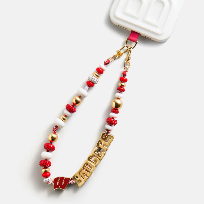 University of Wisconsin Beaded Bandana Phone Charm - University of Wisconsin