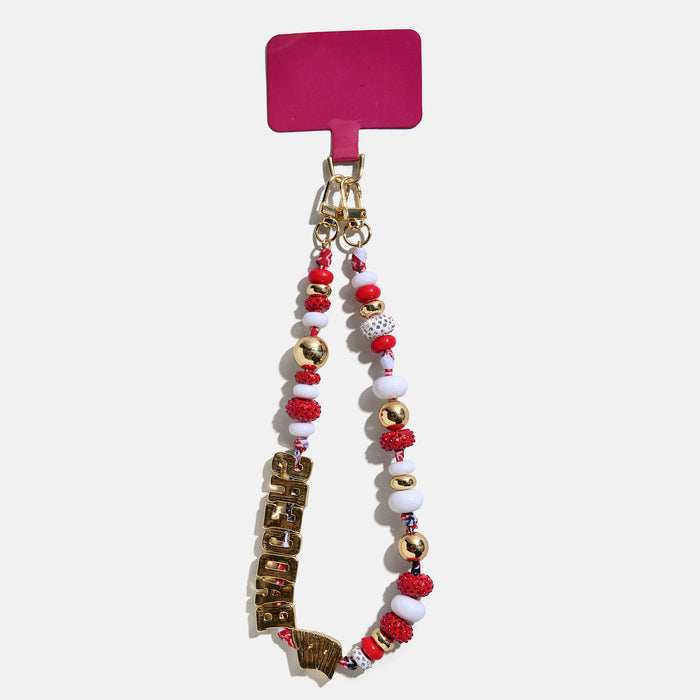 University of Wisconsin Beaded Bandana Phone Charm - University of Wisconsin
