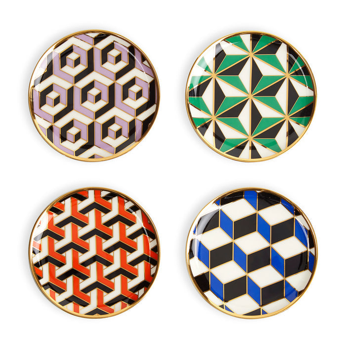 versailles coasters porcelain multicolor - set view