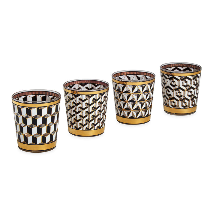 versailles glassware set black white gold - angle view