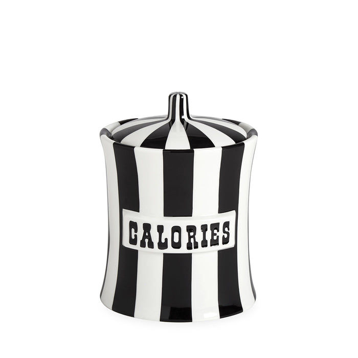 vice calories canister porcelain black white - front view