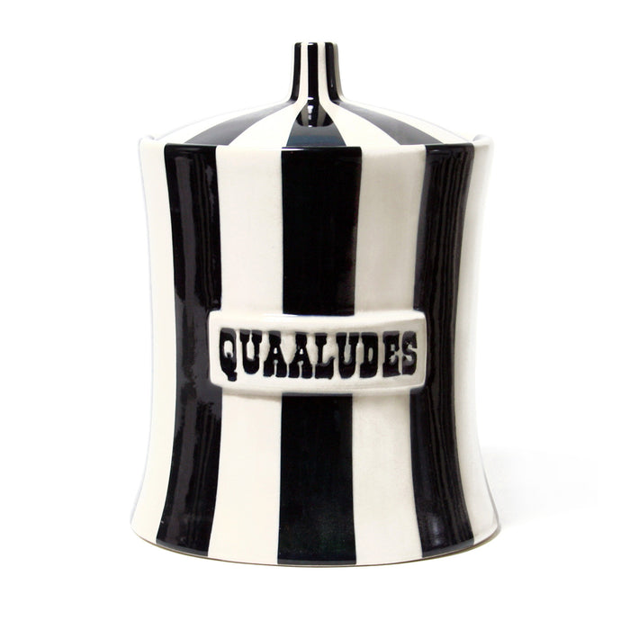 vice quaaludes canister porcelain black white - front view