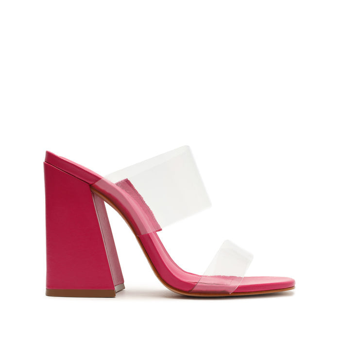 Victorie High Block Sandal 5 Hot Pink Vinyl & Nappa Leather - Schutz Shoes